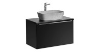 Ensemble meuble sous vasque 80cm et vasque à poser grise collection VANTA noir