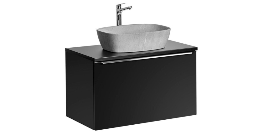 Ensemble meuble sous vasque 80cm et vasque à poser grise collection VANTA noir