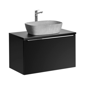 Ensemble meuble sous vasque 80cm et vasque à poser grise collection VANTA noir