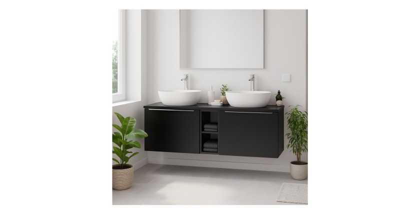 Ensemble meubles sous vasque et plan vasque 140cm collection VANTA mis en situation