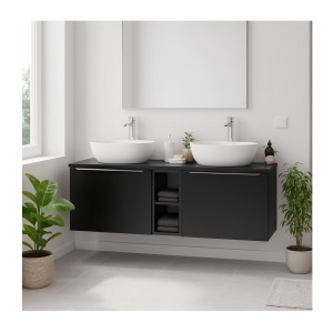 Ensemble meubles sous vasque et plan vasque 140cm collection VANTA mis en situation