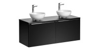 Ensemble meuble sous vasque et deux vasques à poser blanche collection VANTA noir 120cm