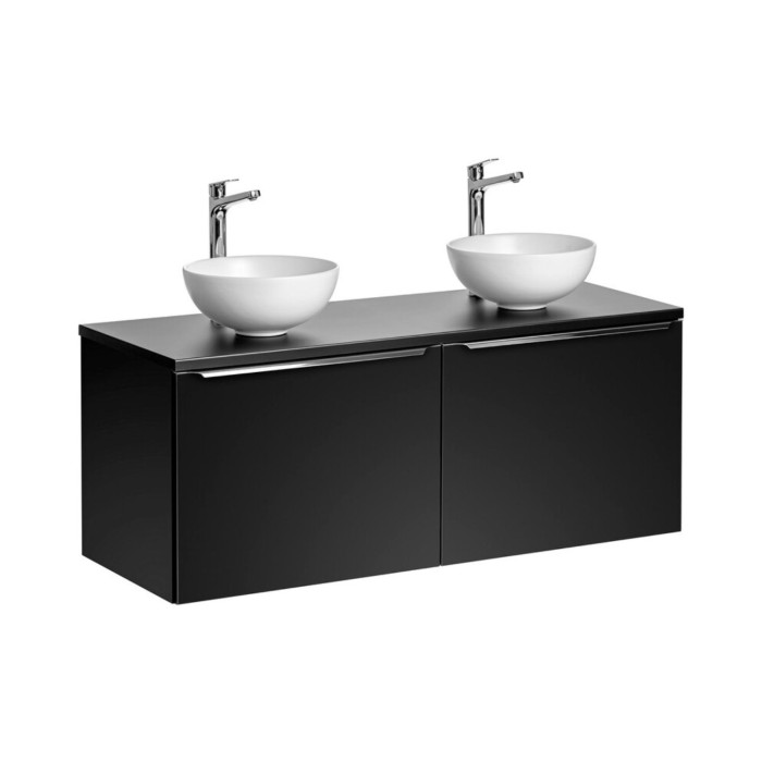 Ensemble meuble sous vasque et deux vasques à poser blanche collection VANTA noir 120cm