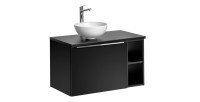 Ensemble meuble sous vasque et vasque à poser blanche collection VANTA noir