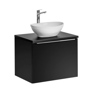 Ensemble meuble sous vasque 60cm, plan vasque et vasque blanche à poser collection VANTA