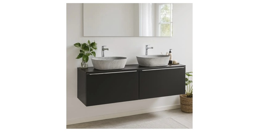 Plan vasque VANTA 160 cm noir – Plateau grande longueur pour meuble sous vasque