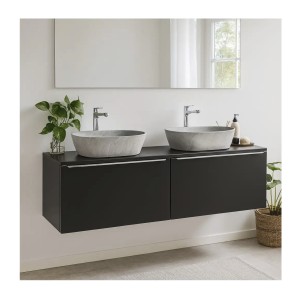 Plan vasque VANTA 160 cm noir – Plateau grande longueur pour meuble sous vasque