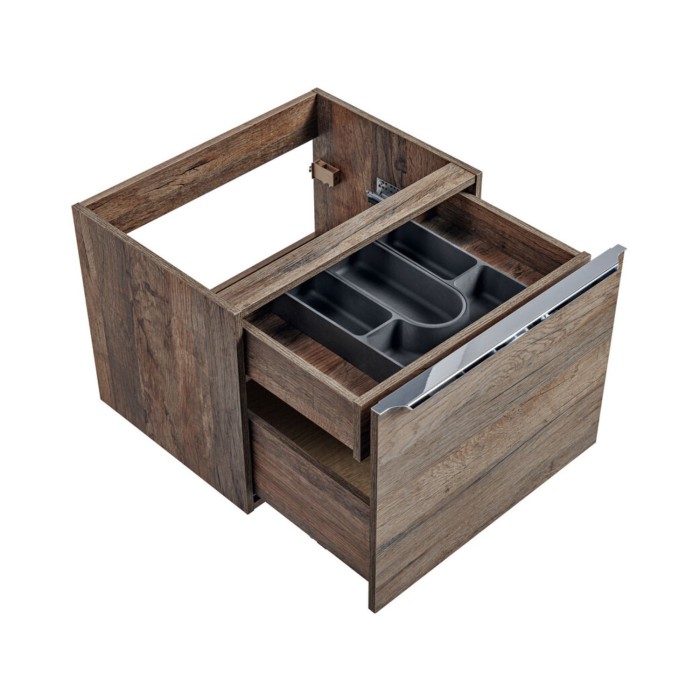 Mobile sottolavabo VANTA rovere scuro 60 cm – Modulo sospeso con cassetti
