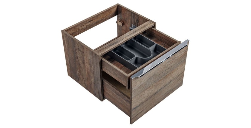 Meuble sous vasque VANTA chêne 60cm avec les 2 tiroirs ouverts