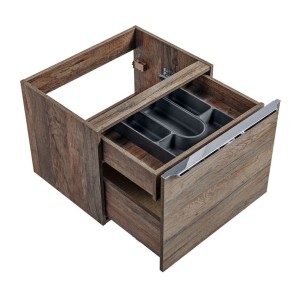 Meuble sous vasque VANTA chêne 60cm avec les 2 tiroirs ouverts