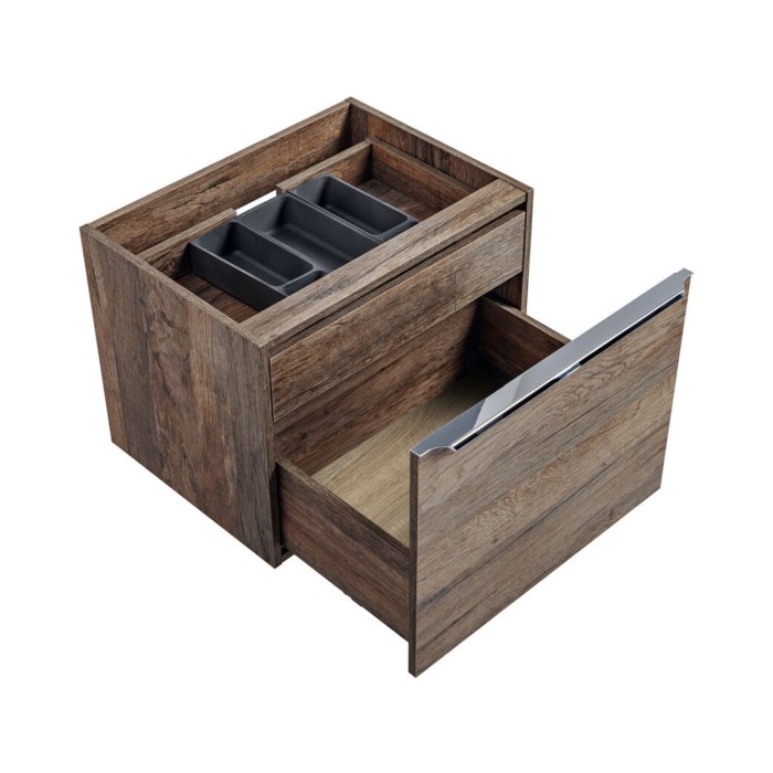 Mobile sottolavabo VANTA rovere scuro 60 cm – Modulo sospeso con cassetti