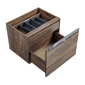 Meuble sous vasque VANTA chêne 60cm avec 1 tiroir ouvert