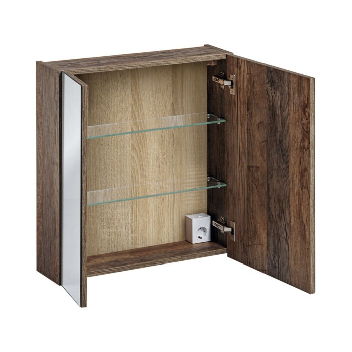 Mueble de almacenamiento VANTA roble oscuro 60cm – Módulo de pared con puerta de espejos