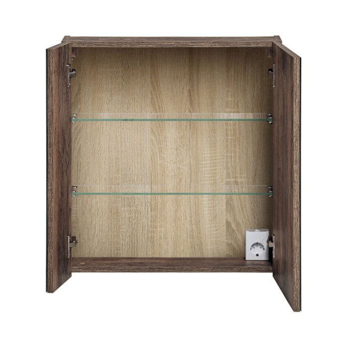 Mueble de almacenamiento VANTA roble oscuro 60cm – Módulo de pared con puerta de espejos