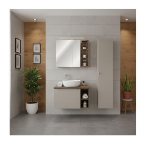 Meuble de rangement avec miroirs VANTA 60cm mis en situation