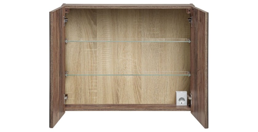 Meuble de rangement avec miroirs VANTA 80cm ouvert vu de face