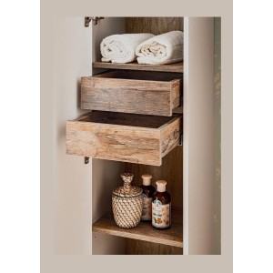 Colonne salle de bain VANTA taupe – meuble suspendu 160 cm avec porte et tiroirs