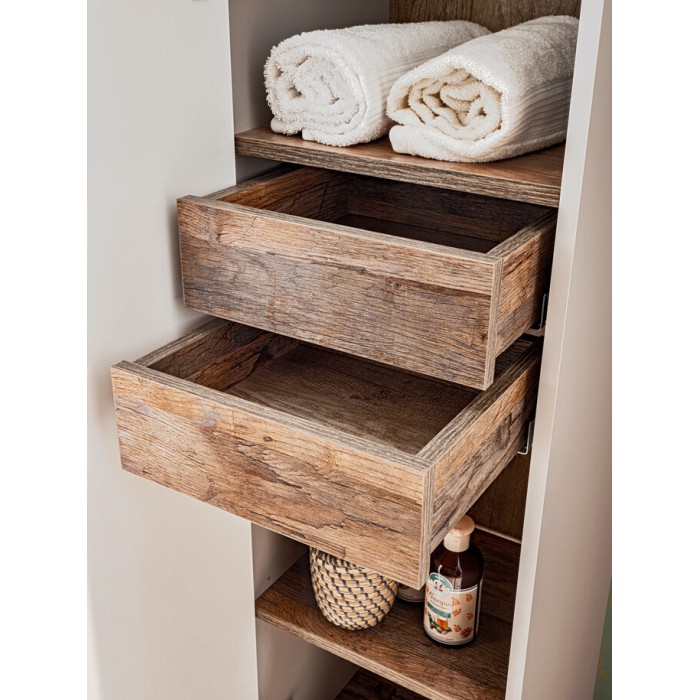 Colonne salle de bain VANTA taupe – zwevend meubel 160 cm met deur en laden