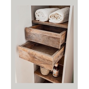 Colonne salle de bain VANTA taupe – meuble suspendu 160 cm avec porte et tiroirs