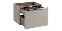 Meuble sous vasque VANTA taupe 60cm avec tous les tiroirs ouverts