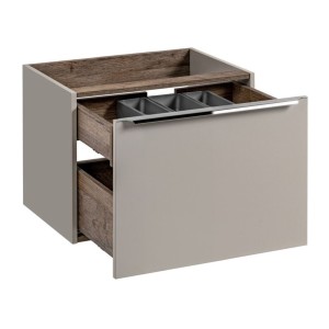 Meuble sous vasque VANTA taupe 60cm avec tous les tiroirs ouverts