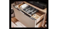 Zoom sur les tiroirs ouverts du meuble sous vasque VANTA taupe 60cm