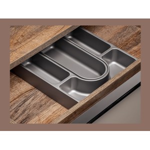 Zoom sur le tiroir intérieur du meuble sous vasque VANTA taupe 60cm