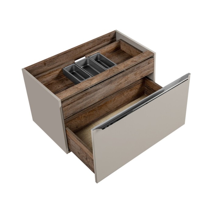 Mobile sottolavabo VANTA taupe 80 cm – modello sospeso con 2 cassetti
