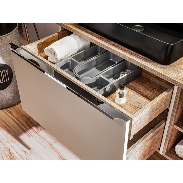 Mobile sottolavabo VANTA taupe 80 cm – modello sospeso con 2 cassetti