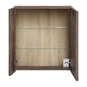 Meuble de rangement avec miroirs VANTA taupe 60cm ouvert vu de face