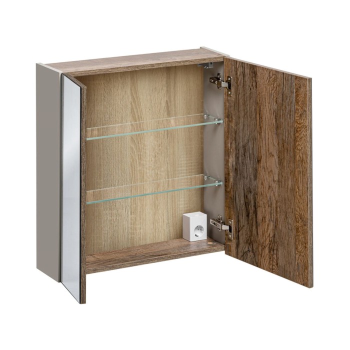 Mobile da bagno color tortora con specchi – 60 cm – 1 porta + ripiani
