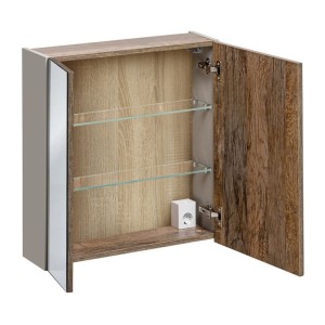 Meuble de rangement avec miroirs VANTA taupe 60cm ouvert