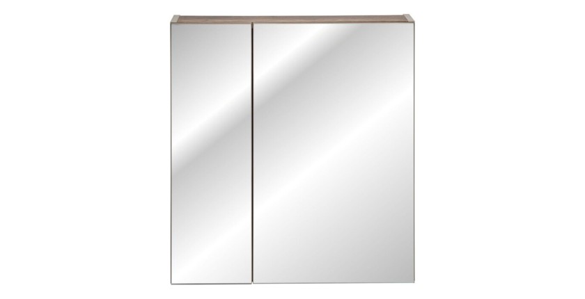 Meuble de rangement avec miroirs VANTA taupe 60cm vu de face