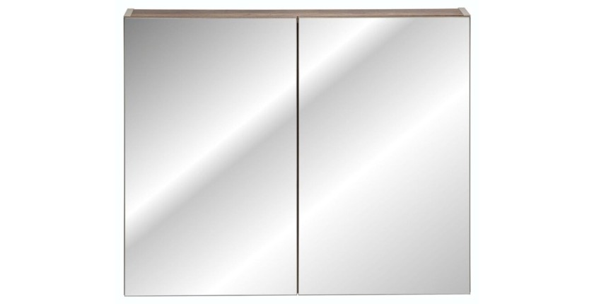 Meuble de rangement avec miroirs VANTA taupe 80cm vu de face