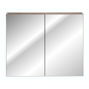 Meuble de rangement avec miroirs VANTA taupe 80cm vu de face