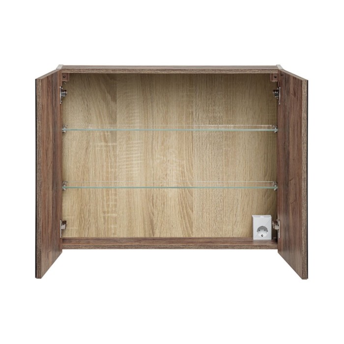 Mueble de almacenamiento para baño VANTA 80 cm topo - Puertas batientes con espejos