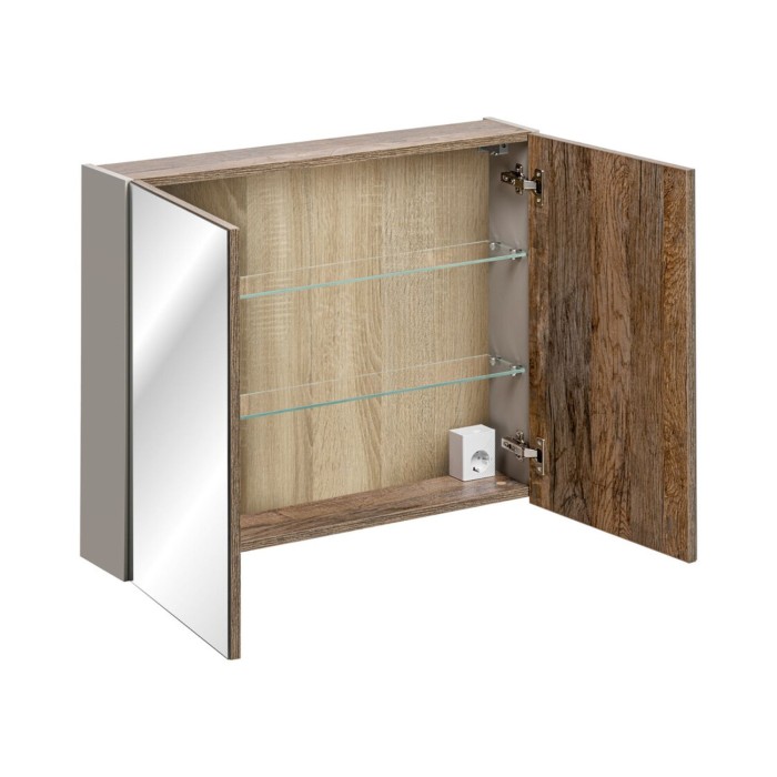 Mueble de almacenamiento para baño VANTA 80 cm topo - Puertas batientes con espejos