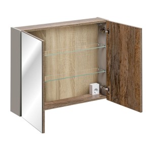Meuble de rangement avec miroirs VANTA taupe 80cm ouvert