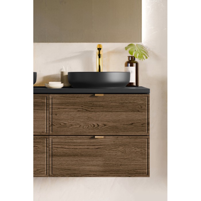 Mueble bajo lavabo SAVIA 60 cm marrón y negro – 2 cajones – suspendido
