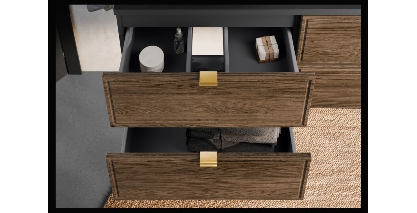 Zoom sur les façades de tiroir du meuble sous vasque SAVIA 60cm