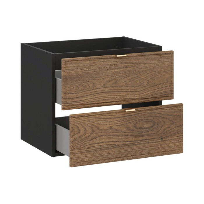 Mueble bajo lavabo SAVIA 60 cm marrón y negro – 2 cajones – suspendido