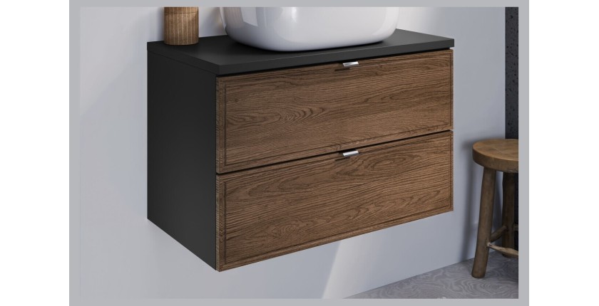 Zoom sur le meuble sous vasque SAVIA 80cm vu de côté