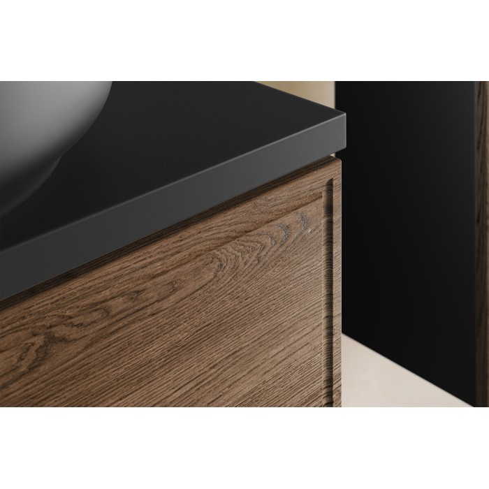 Mobile sottolavabo SAVIA 80 cm marrone e nero – 2 cassetti – sospesi