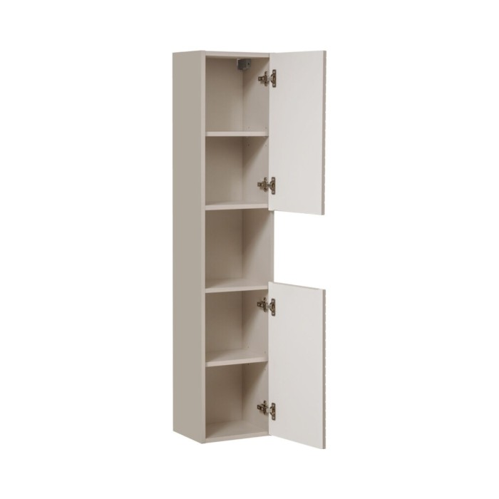 Columna de baño AOKI – 2 puertas – Acabado beige cachemira con motivos de espiga – L30 × P25 × H140 cm – Para colgar