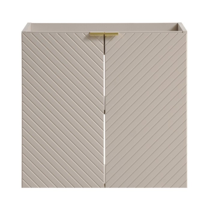 Mobile sottolavabo AOKI – 2 porte – Finitura beige cachemire con motivi a spina di pesce – L60 × P39 × H57 cm – Da appendere