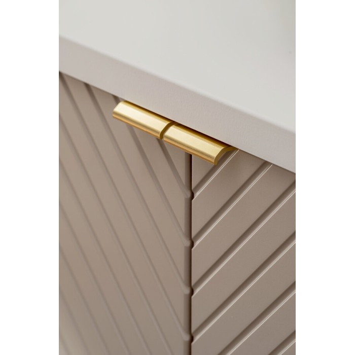 Mobile sottolavabo AOKI – 2 porte – Finitura beige cachemire con motivi a spina di pesce – L60 × P39 × H57 cm – Da appendere