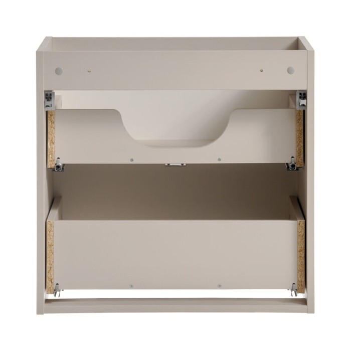Mobile sottolavabo AOKI – 2 cassetti – Finitura beige cachemire a motivi chevron e maniglie dorate – L60 × P39 × H57 cm – Da app