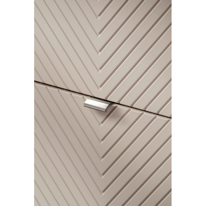 Mobile sottolavabo AOKI – 2 cassetti – Finitura beige cachemire con motivi a spina di pesce e maniglie dorate – L80 × P39 × H57 