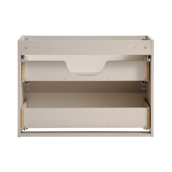 Mobile sottolavabo AOKI – 2 cassetti – Finitura beige cachemire con motivi a spina di pesce e maniglie dorate – L80 × P39 × H57 