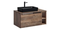 Ensemble de salle de bain VANTA chêne 100cm avec vasque noire à poser